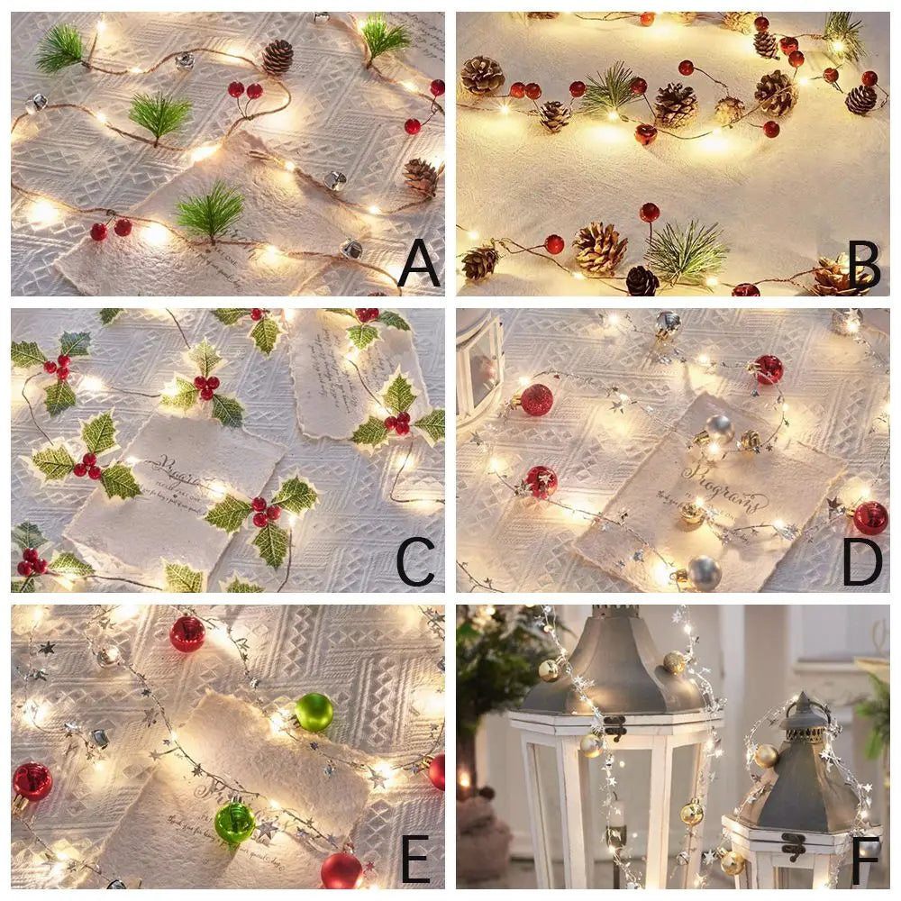 Berry Fireplace Decoration Xmas Supplies Poinsettia Flowers Christmas Garland Home Decor String Lights Christmas Decorations