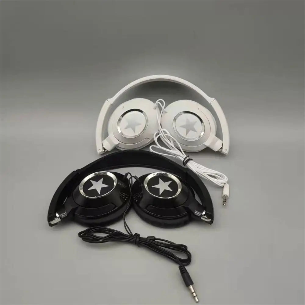 Adjustable Wired Headphones Music Stereo Flexible Wired Over Ear Headset Noise Cancelling Black White Foldable Headphones