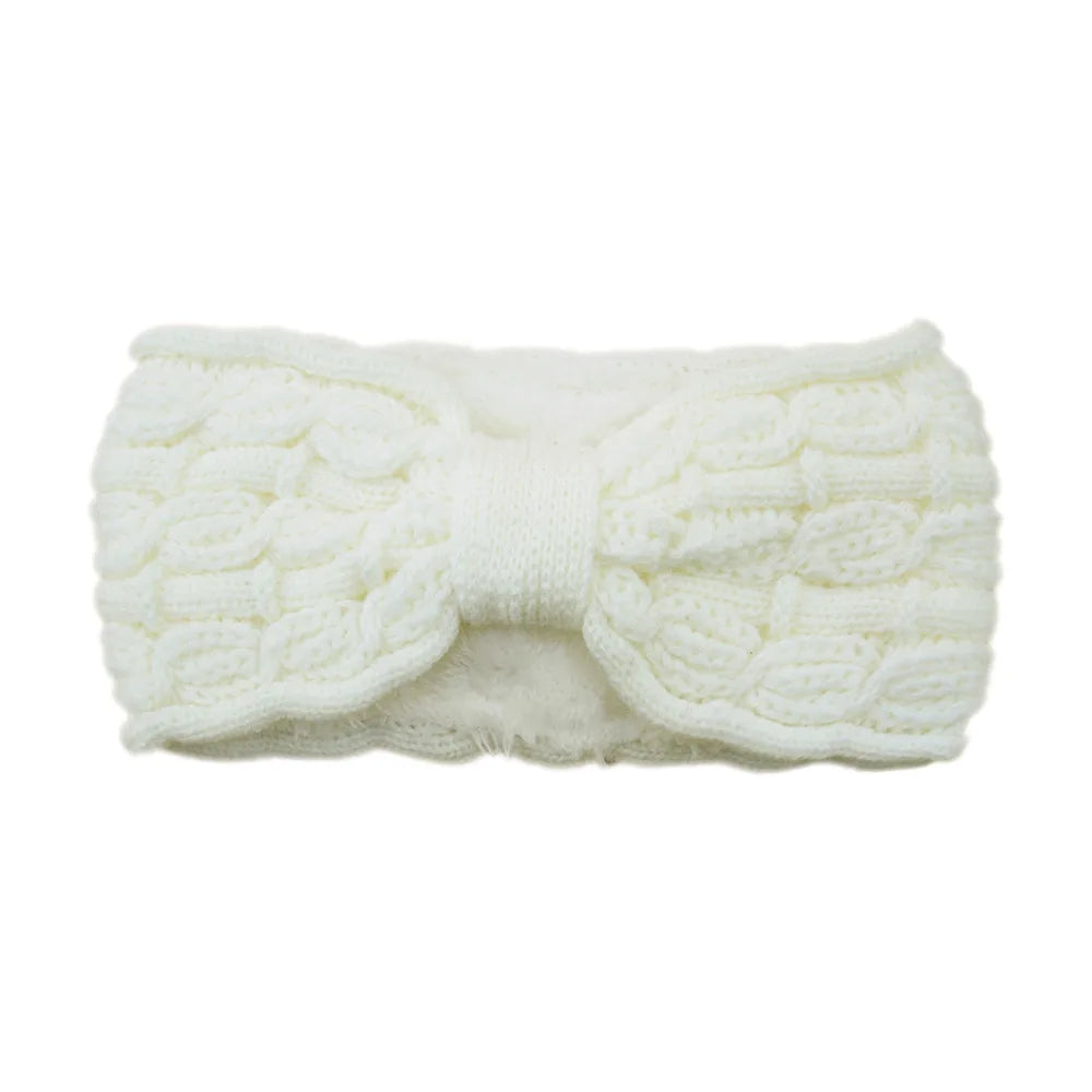 Winter Knitted Headband Crochet Turban Knitted Ear Warmer with Plush Lining Twisted Elastic Turban Head Wraps Hair Accessories