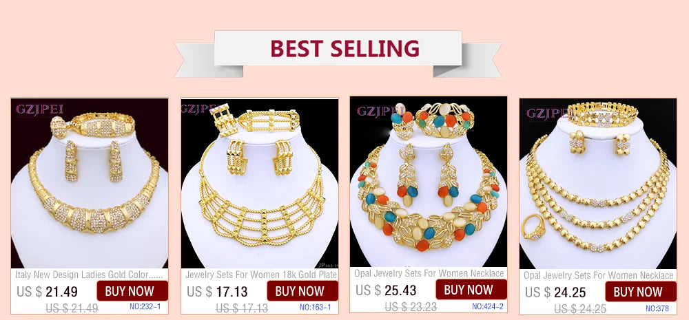 High Quality Jewellery Set For Women Dubai Nigeria Party Jewelry Necklace Earrings Bracelet And Ring Wedding Party Gift