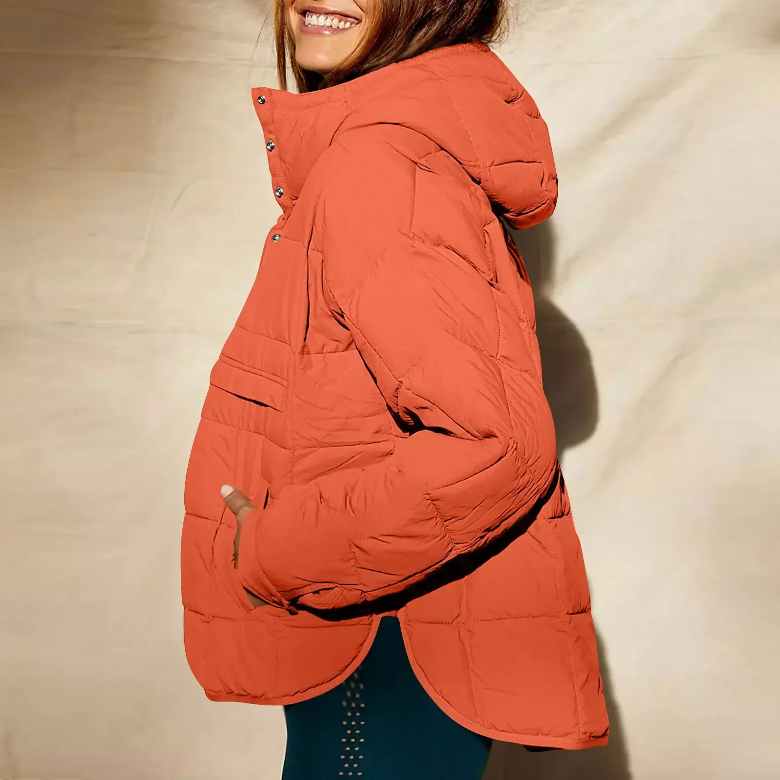 Quilted Jackets for Women Lightweight Long Sleeve Button Down Jacket Warm Winter Coat Outerwear with Pockets Ropas De Mujeres