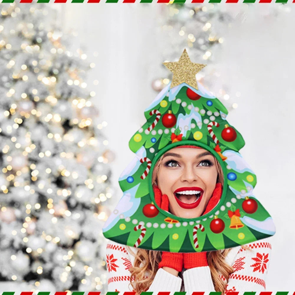 Christmas Funny Hat Novelty Christmas Tree Chips Gift Shaped Mask Cap Headgear Xmas Party Prop New Year Navidad Decoration Favor
