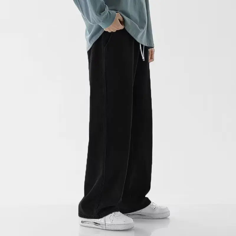 2025  Men multi-color jeans, students' straight leg loose wide leg high street pants, teenagers' new floor length casual pants