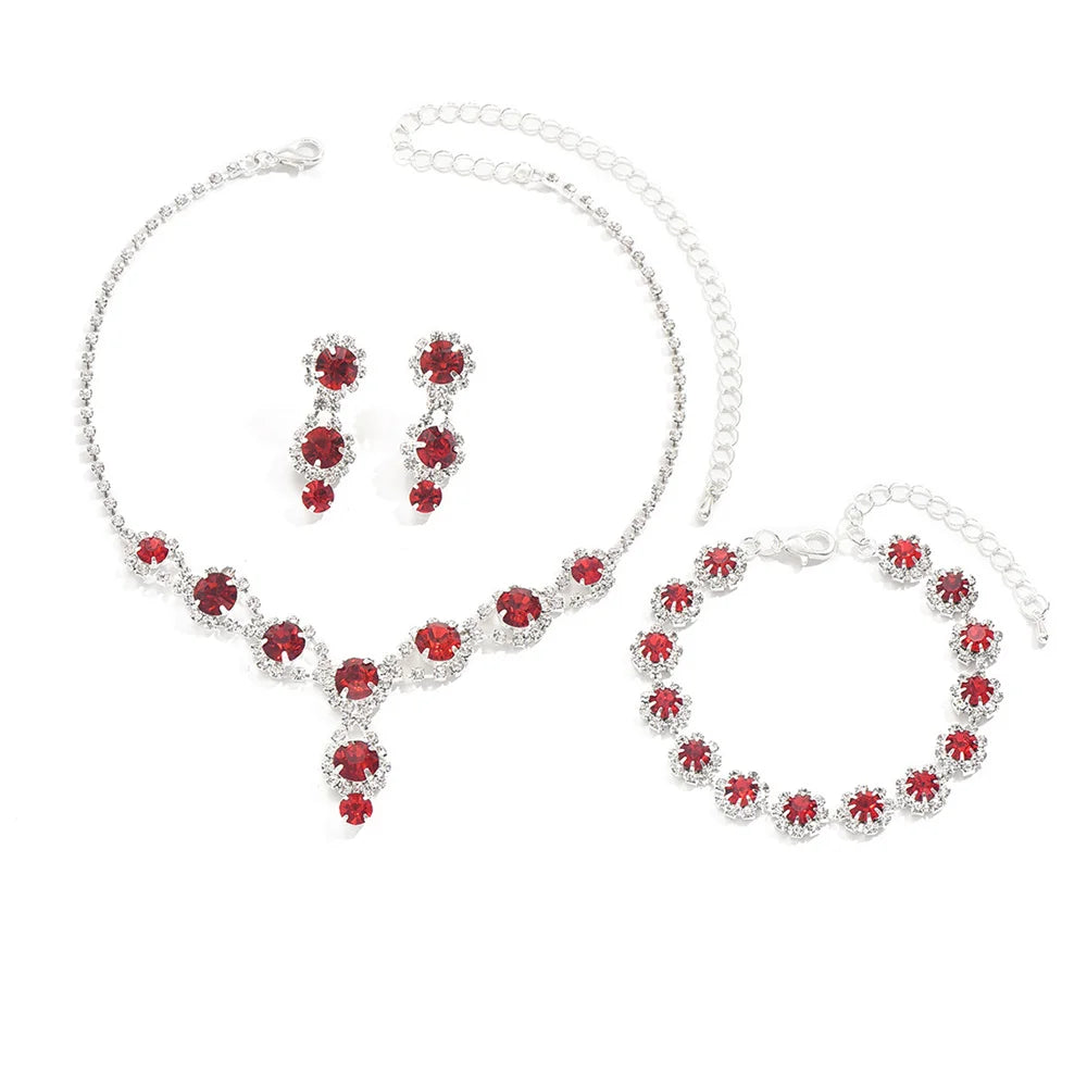 Fashion Necklace Earring Set Women Luxury Emerald Zircon Jewelry Crystal Waterdrop Pendant Choker Necklace Wedding Bride Jewelry