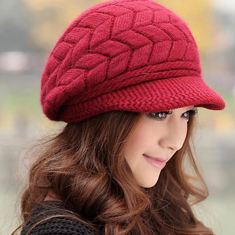 Fashion Warm Winter Women Beret Braided Baggy Knit Crochet Beanie Hat Ski Cap