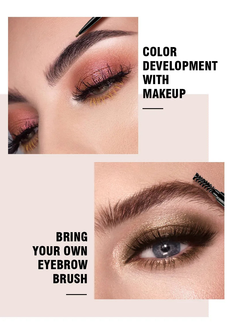 Langmanni Double headed Rotable Eyebrow Pen with a 1.5mm diameter Fine refill Waterproof Wild Eyebrow Pen and Eyebrow Brush