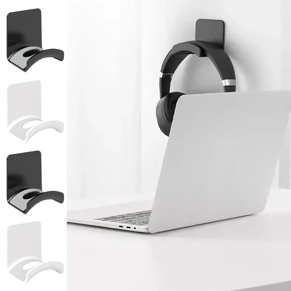 Universal Headphone Stand Adhensive Plastic Wall Mount Hanger Under Desk Headset Rack Holder Support for Gaming Earphone Bracket