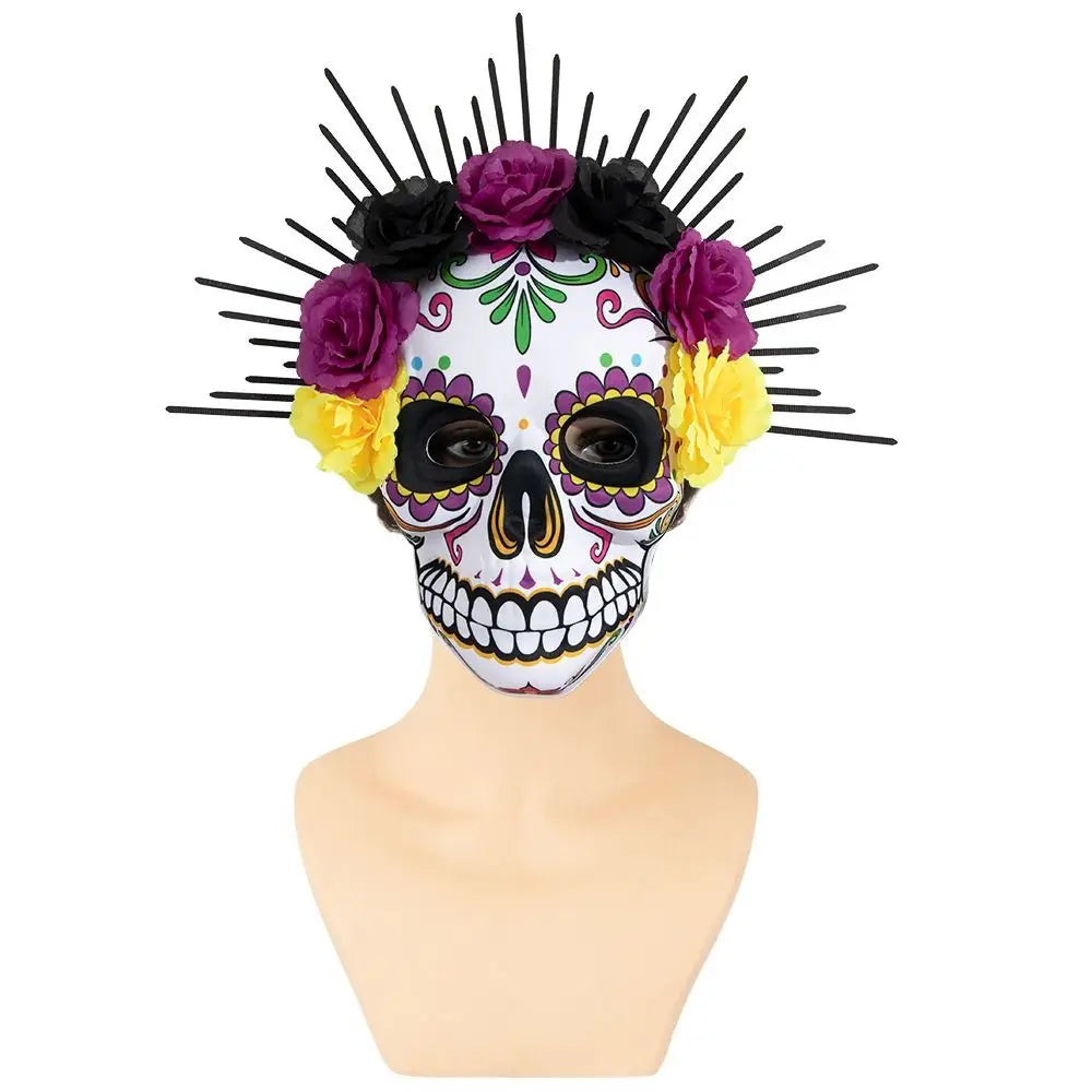 Halloween Mexican Day of The Dead Mask Full Mask Eye Mask Halloween Party Mask Headwear Three-dimensional Skull Mask Cosplay