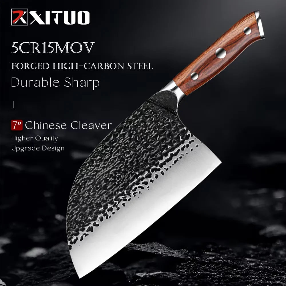 Kitchen Knife Set 1-6PCS Hand-forged high-carbon Steel Sharp Premium Japanese Knife Including Chef,Cleaver,Utility&Santoku Knife
