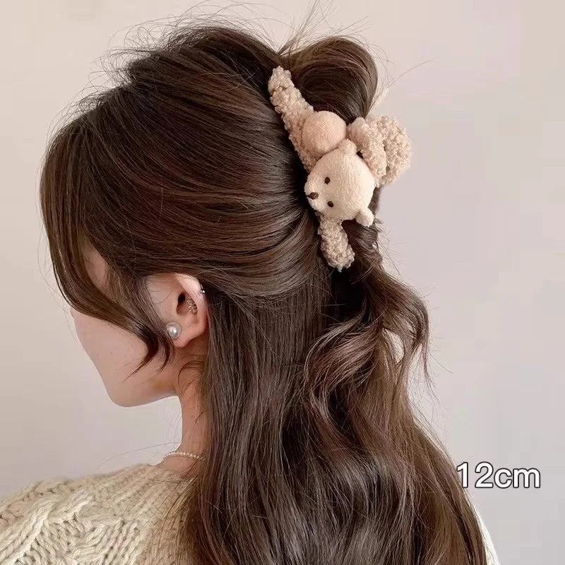 Winter Plush Hair Claw For Women Girls Sweet Hair Ornament Long Thich Hair Hairpin Headband Hair Clip Fashion Hair Accessories