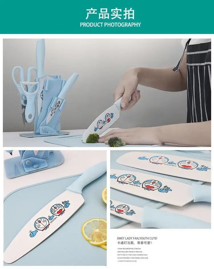 Sanrio  animation peripheral cartoon Kawaii Hello kitty anti-rust kitchen knife cutting board set creative fruit knife wholesale