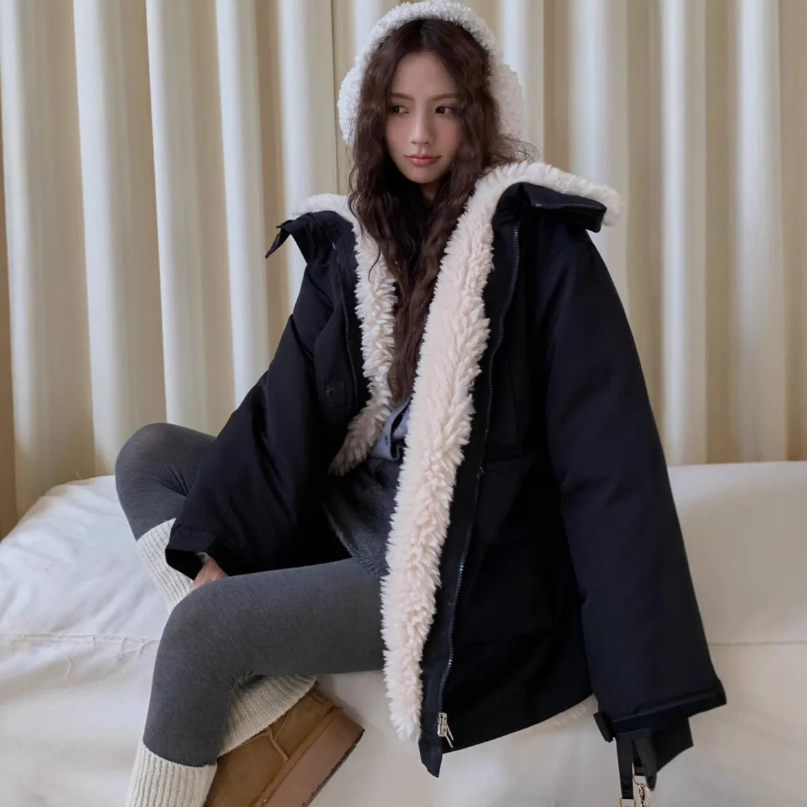 Women Parkas Short Coats Jackets Turn Down Collar Thick Warm Y2k Streetwear Elegant Jacket Work Coat Autumn Winter 2025