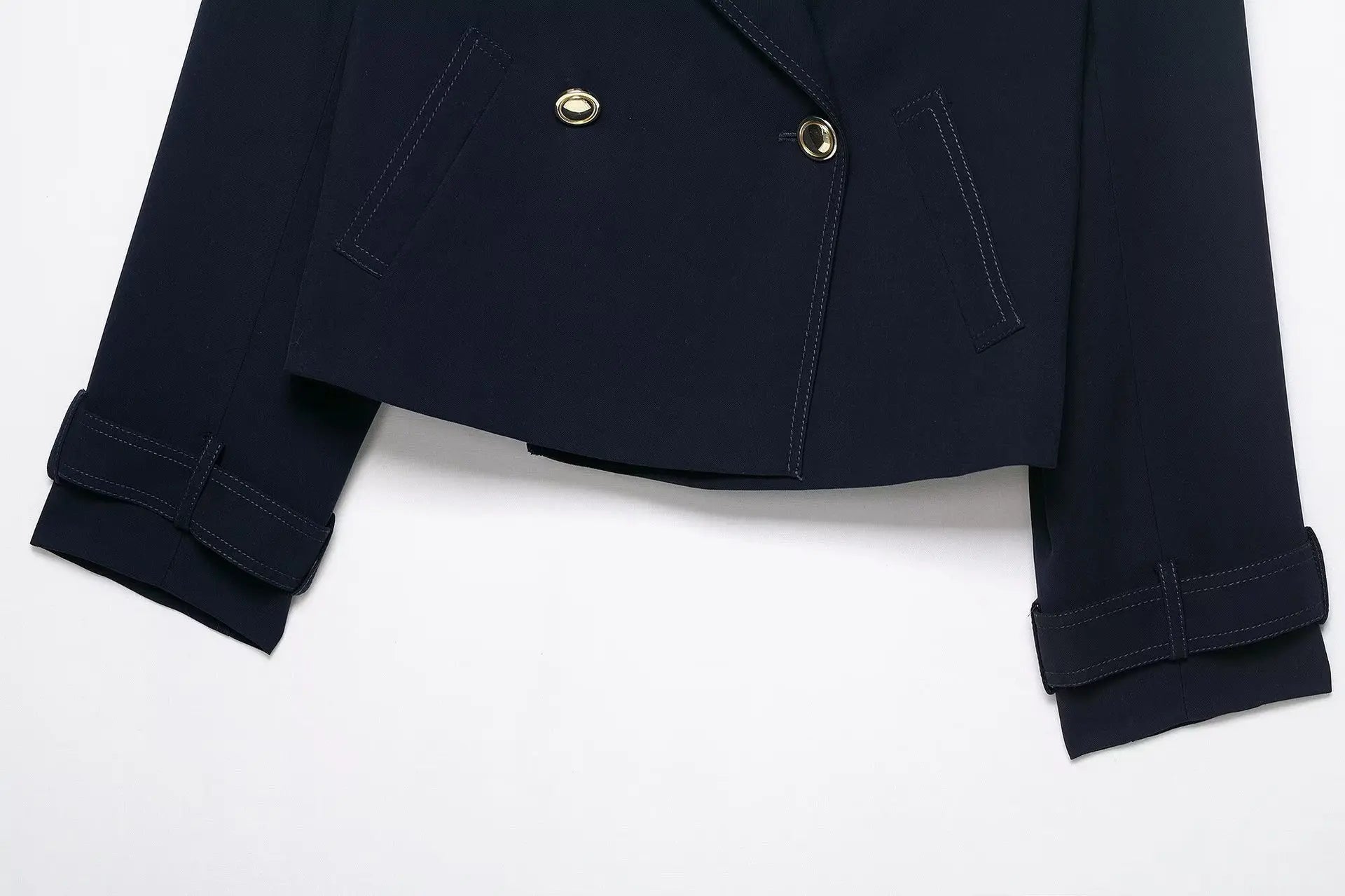 Women's Fashion Coats Solid Turn-Down Collar Long Sleeves Pockets Double-Breasted Female Autumn High Street Jackets