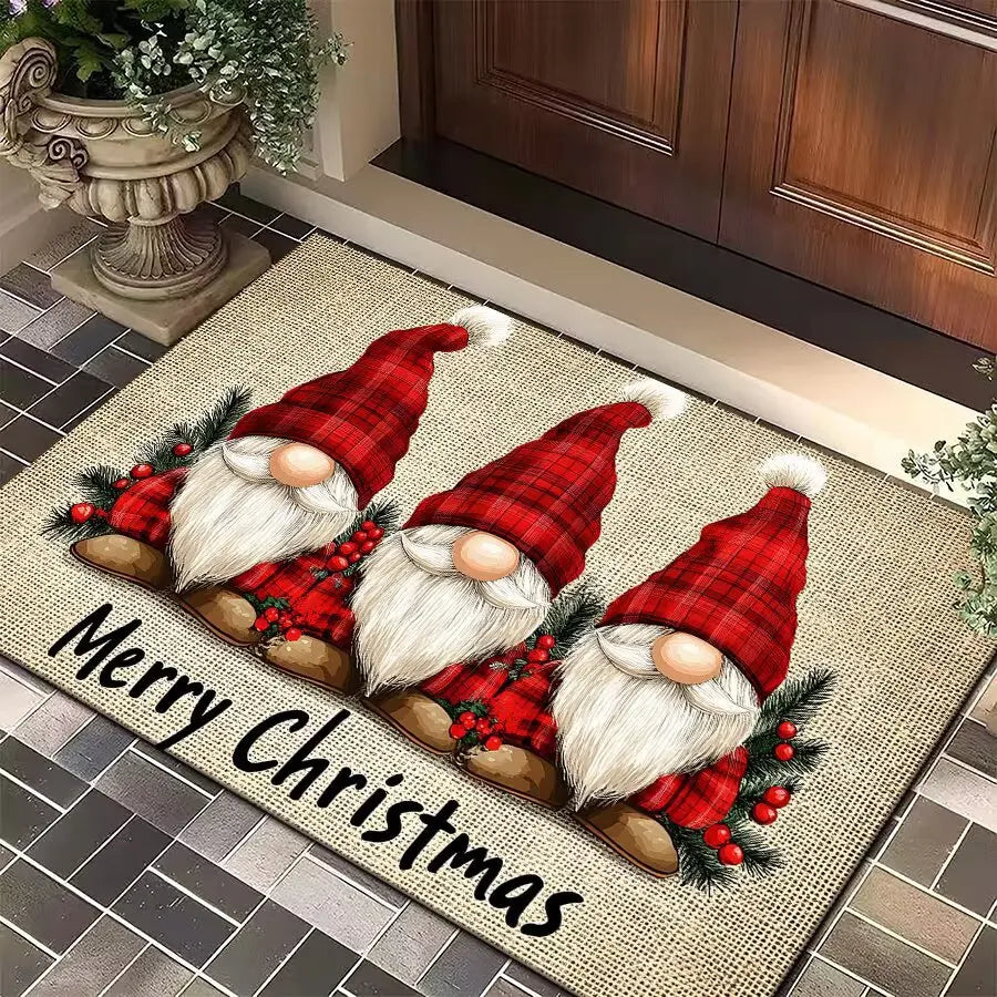 Christmas Carpet Cartoon Gingerbread Man Crystal Velvet Kitchen Floor Mat Non-slip Door Mat Entry Door Mat new year Home Decor
