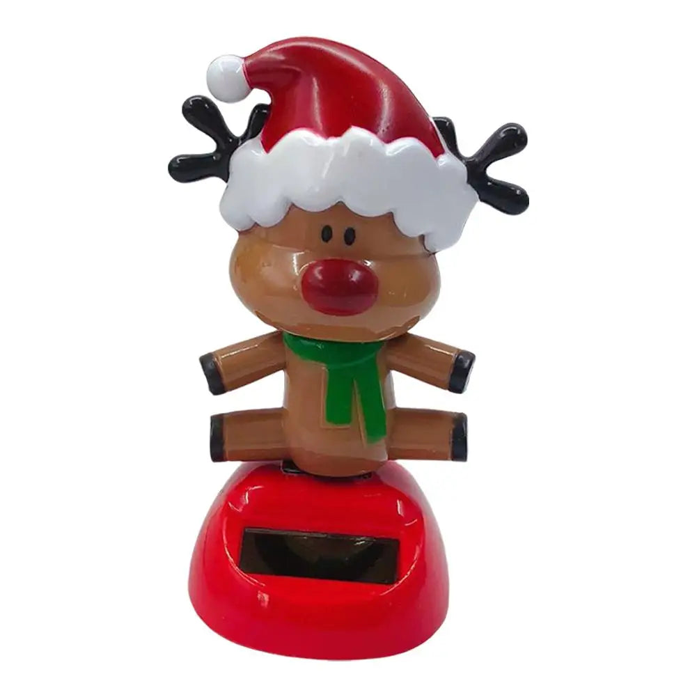 Christmas Car Decoration Solar Dancing Santa Claus Car Ornament Tree Elk Snowman Bobblehead Doll Merry Christmas Gift Accessory