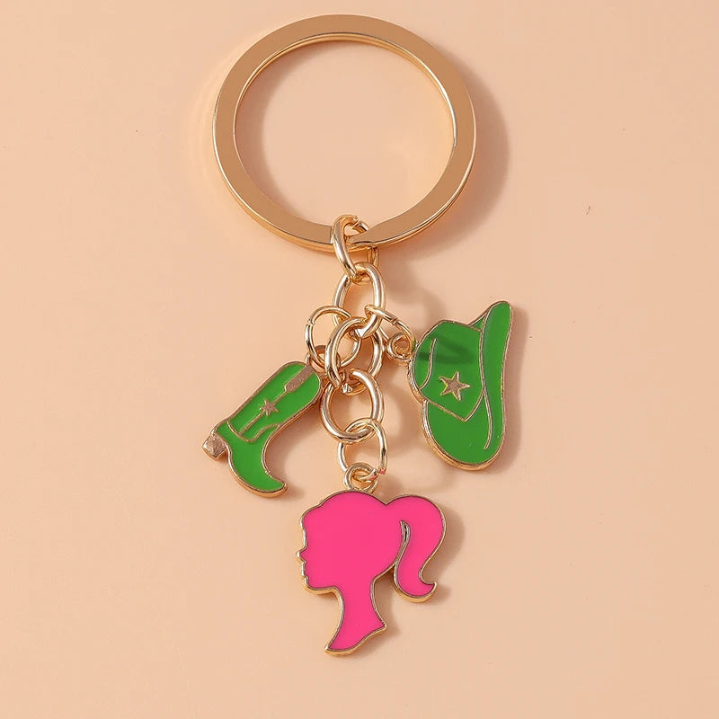 Fashion Women Hat Shoe Pendants Keychain for Car Key Handbag Purse Hanging Keyrings Accessories DIY Jewelry Gifts