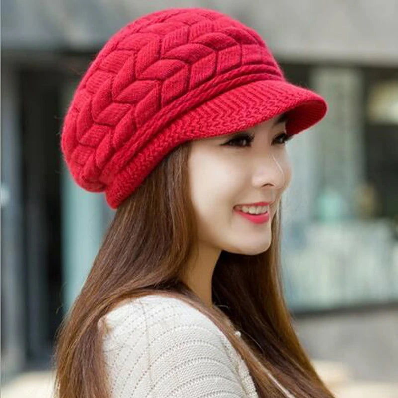 Fashion Warm Winter Women Beret Braided Baggy Knit Crochet Beanie Hat Ski Cap
