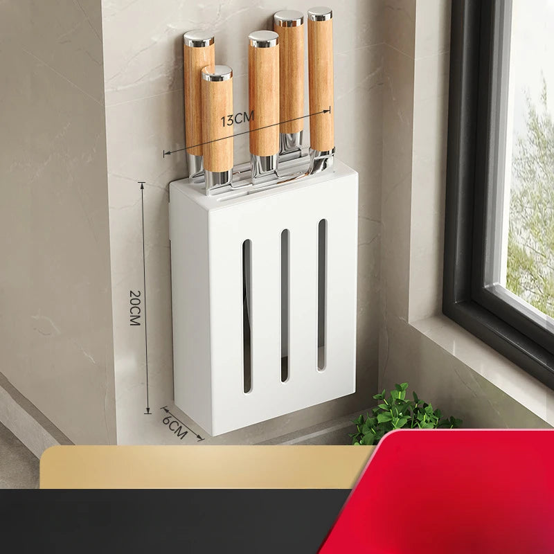 Kitchen knife holder, knife rack, non-perforation, wall-mounted storage box, kitchen organizer  kitchen items