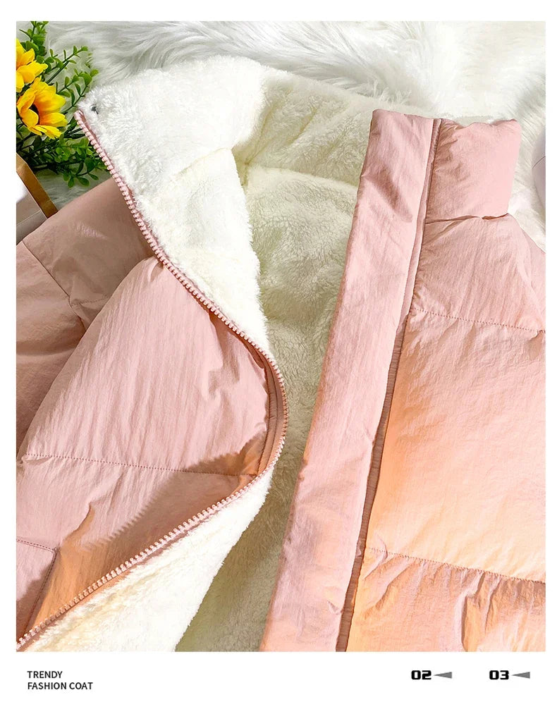 Down jacket men's handsome bread jacket Hong Kong style loose collar and velvet ins assorted bread jacket