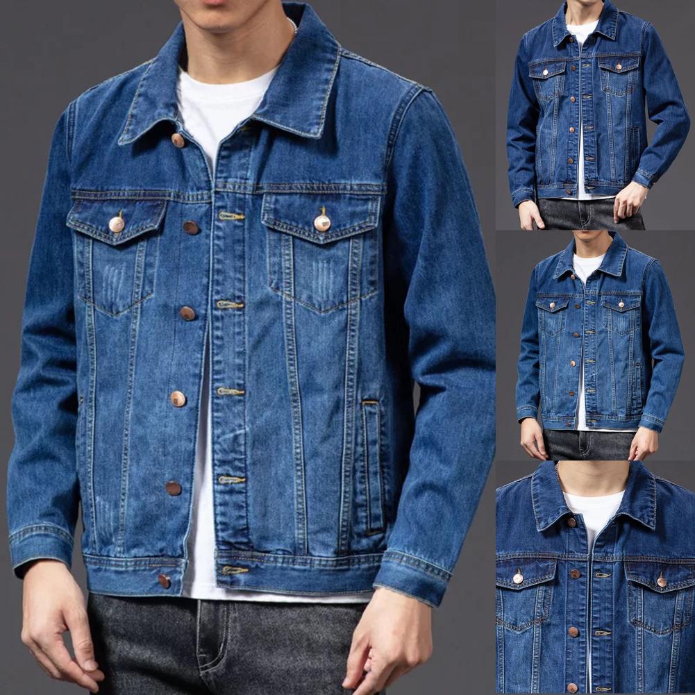 Denim Jackets for Men Coat Navy Blue Men Jacket Single-breasted Cardigan Denim Coat Male Jacket chaquetas hombre куртка мужская