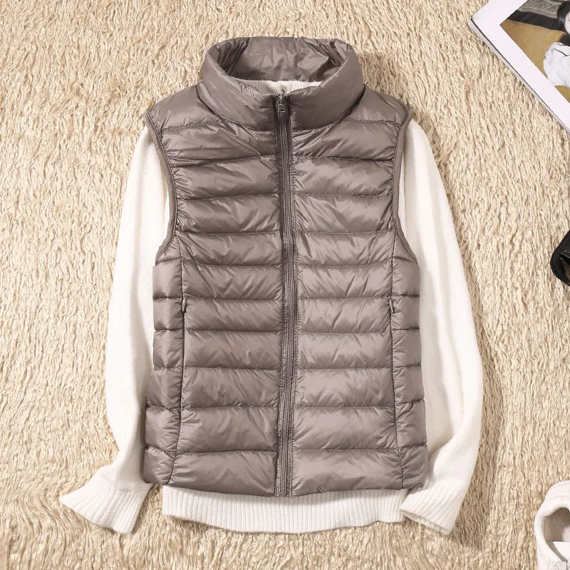Winter Women's Down Jacket Sleeveless Cropped Puffer Jacket  Lightweight Nylon Coats Vest for Women Parkas Office Chaqueta
