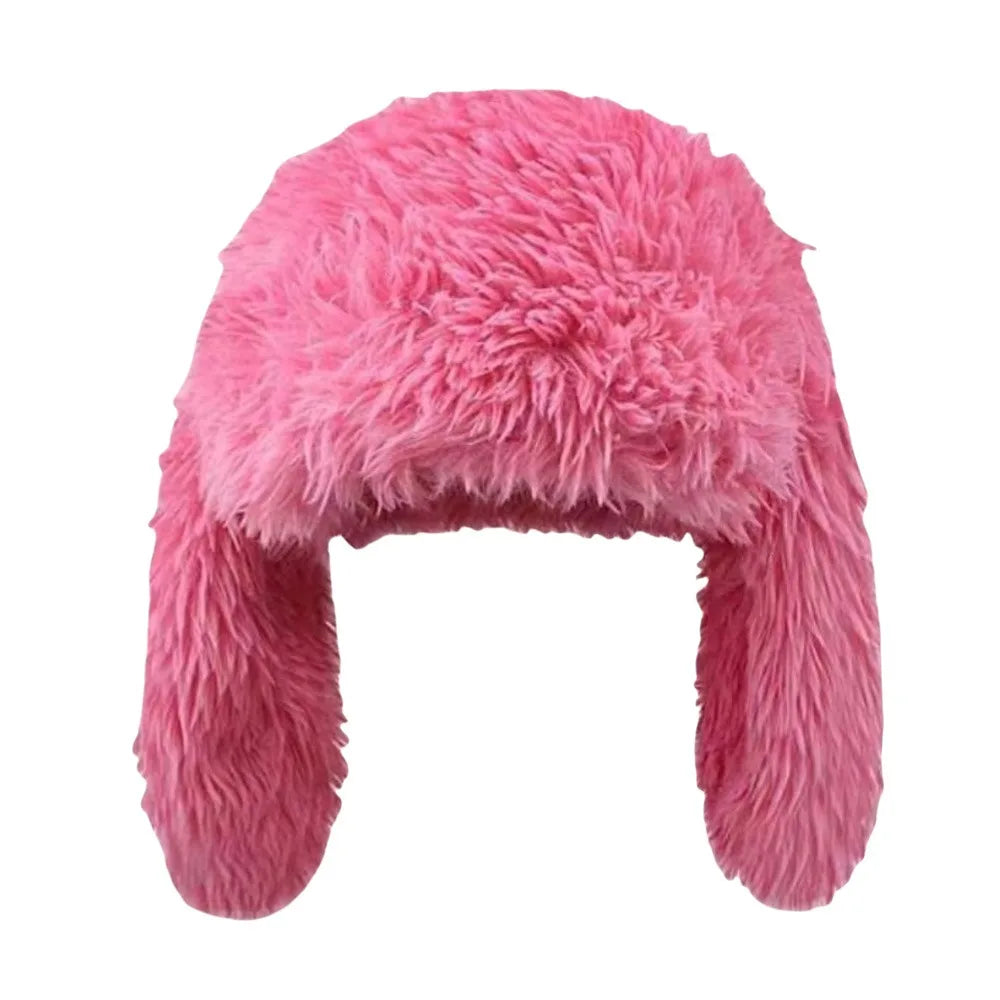Women's Accessories Faux Fur Rabbit Ear Hat Ear Protection Sweet Plush Winter Hat Rabbit Ear Women's Beanies Halloween Party
