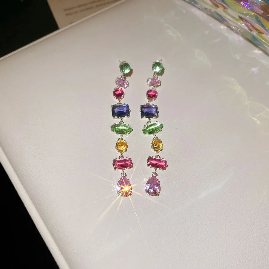 Brand 18K Gold Plated New Luxury Colourful Crystal Zircon Necklace For Women Fashion Party Jewelry Accessories Ladies Jewellery