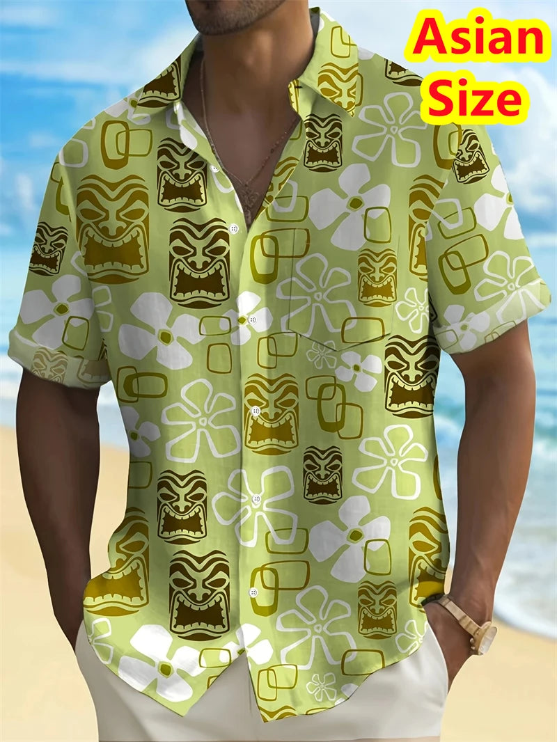 Abstract Men's Shirts Streetwear Beach Male Shirt Short Sleeve Cool Skull 3d Hawaiian Shirt Man 2025 New Tops Women Hip Hop Tops