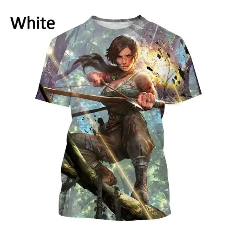 Men T Shirt Classic Video Game Tomb Raider Graphic T-shirt Personality Harajuku Street Oversized T Shirt Unisex Tops Clothing