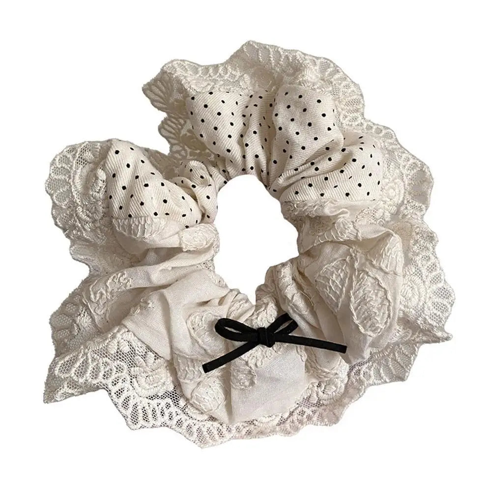 Large Women Lace Scrunchies Elastic Hair Band Ponytail Holder Tie Hair Hoop Scrunchy Rubber Band Women Hair Accessories Headwear