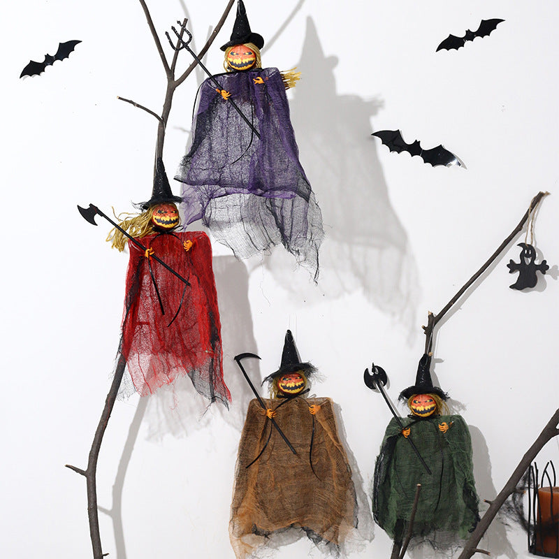 Halloween Ghost Festival Witch Figurine Hanging Doll DIY Decoration Pendant Ornaments for Party Haunted House Decorate Props