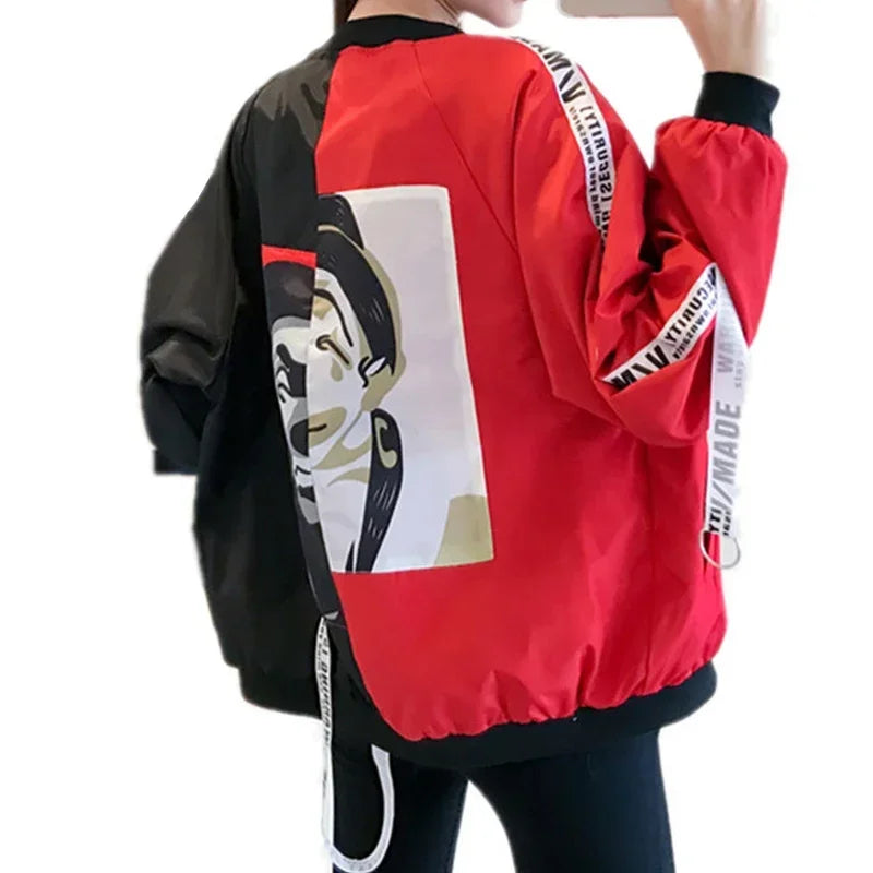 Short Jackets Women New Summer Basic Fashion Thin Color Collision Long Sleeve Windbreaker Outwear Bomber Female Baseball Coat