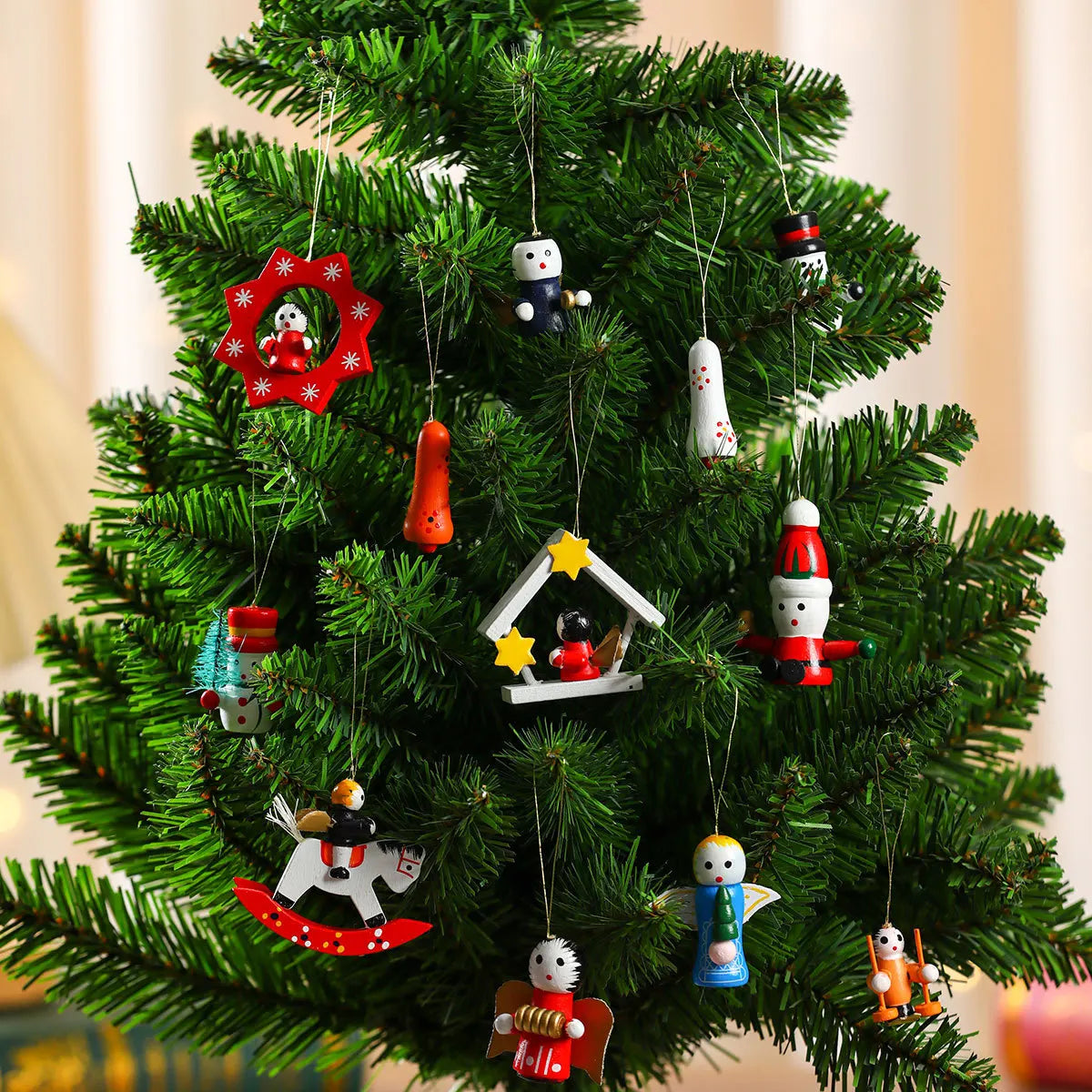 Christmas Tree Decoration,Set of Wooden Hanging Ornaments,Small Pendant,Gift Box,Window Props Ornaments,Christmas Decorations