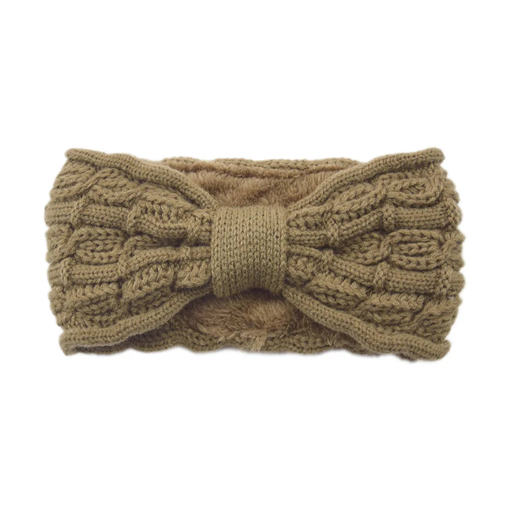 Winter Knitted Headband Crochet Turban Knitted Ear Warmer with Plush Lining Twisted Elastic Turban Head Wraps Hair Accessories