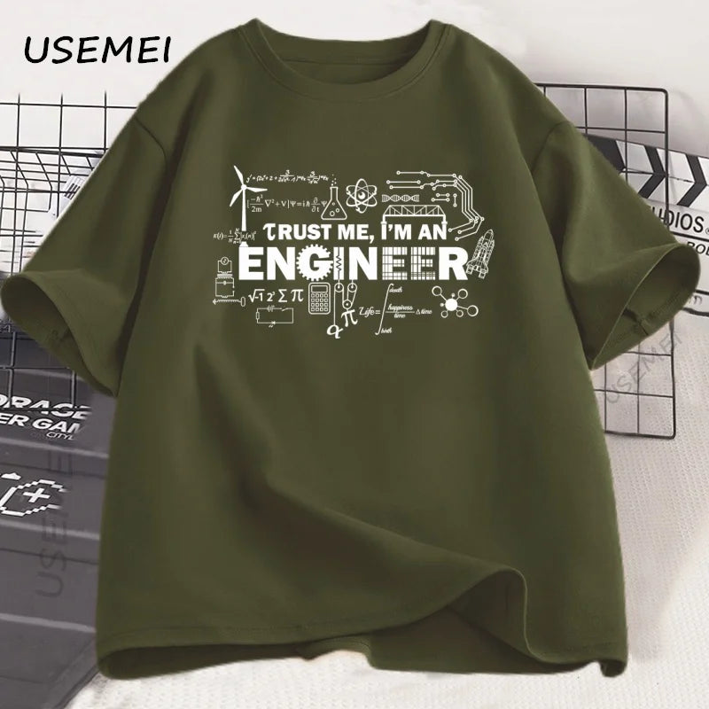 Mens Tshirt Trust Me I'm An Engineer T-shirt Cotton Man Work T Shirt Summer Cotton Tops Round Neck Short Sleeve Man Clothes