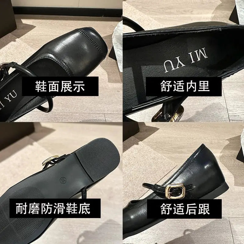 Shoes for Women New Fashion Medium Heeled Women Single Shoes Soft and Comfortable Red Ballet Shoes Zapatos De Mujer