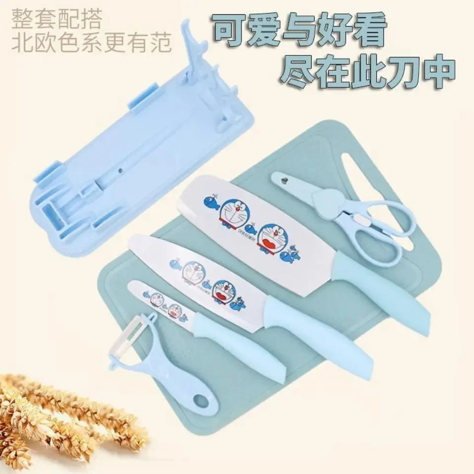 Sanrio  animation peripheral cartoon Kawaii Hello kitty anti-rust kitchen knife cutting board set creative fruit knife wholesale
