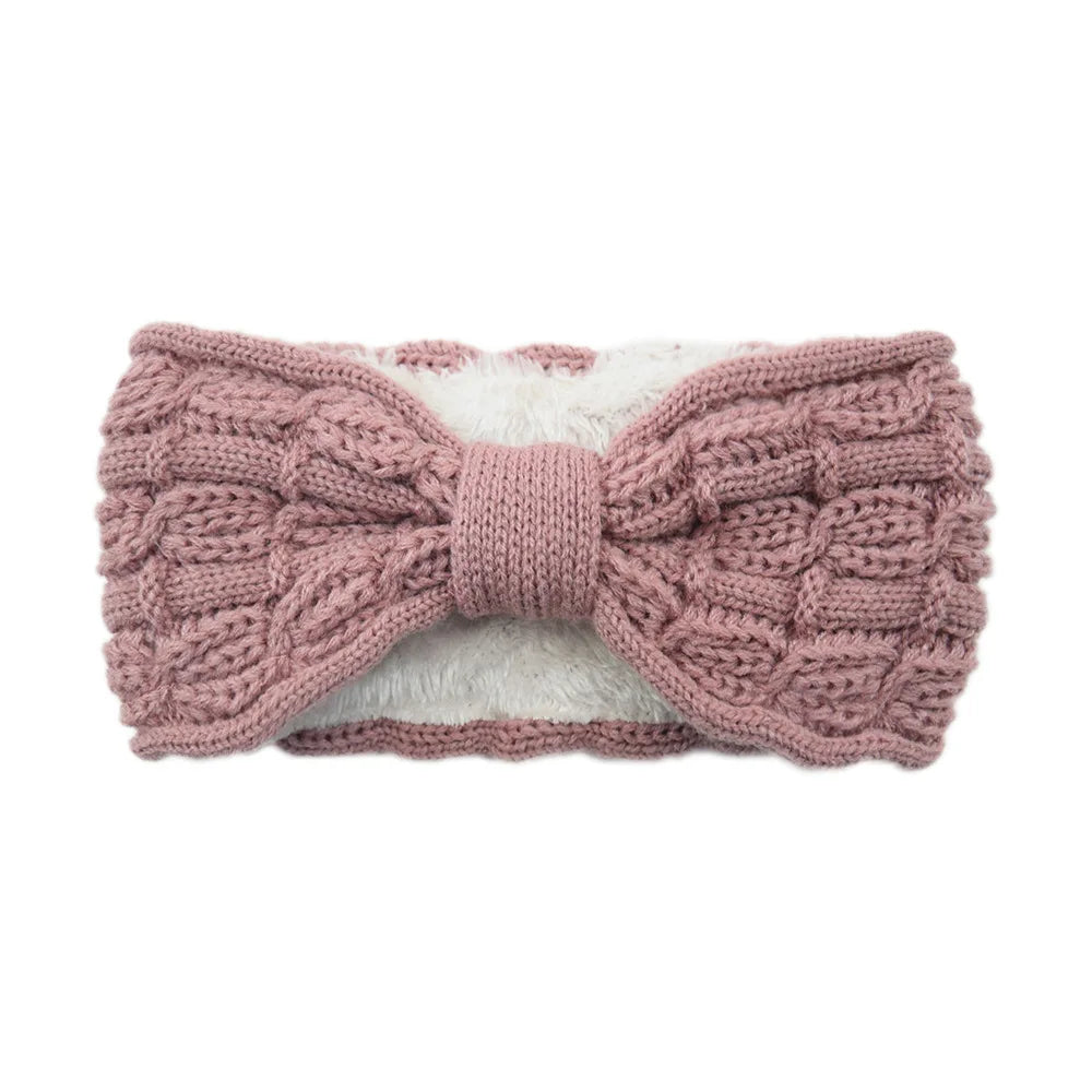 Winter Knitted Headband Crochet Turban Knitted Ear Warmer with Plush Lining Twisted Elastic Turban Head Wraps Hair Accessories