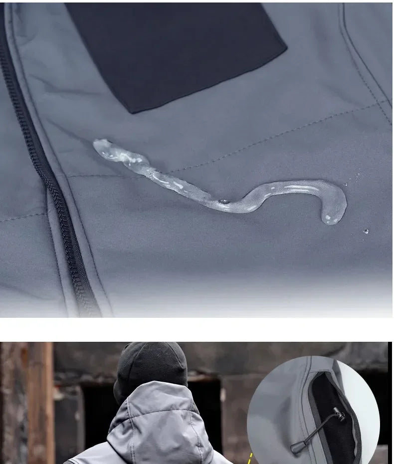 Tactical Jackets Men Outdoor Waterproof Hood Windbreaker Work Wear Soft Shell Multi-pockets Hunting Motorcy Tops Winter