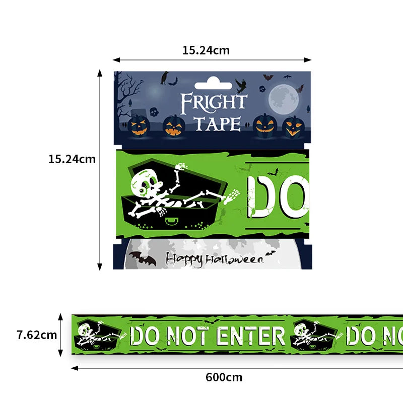 Halloween Decorations Caution Fright Tape Scary Caution Roll Hazard Warning Tape Indoor Outdoor Spooky DIY Decorative Accessory