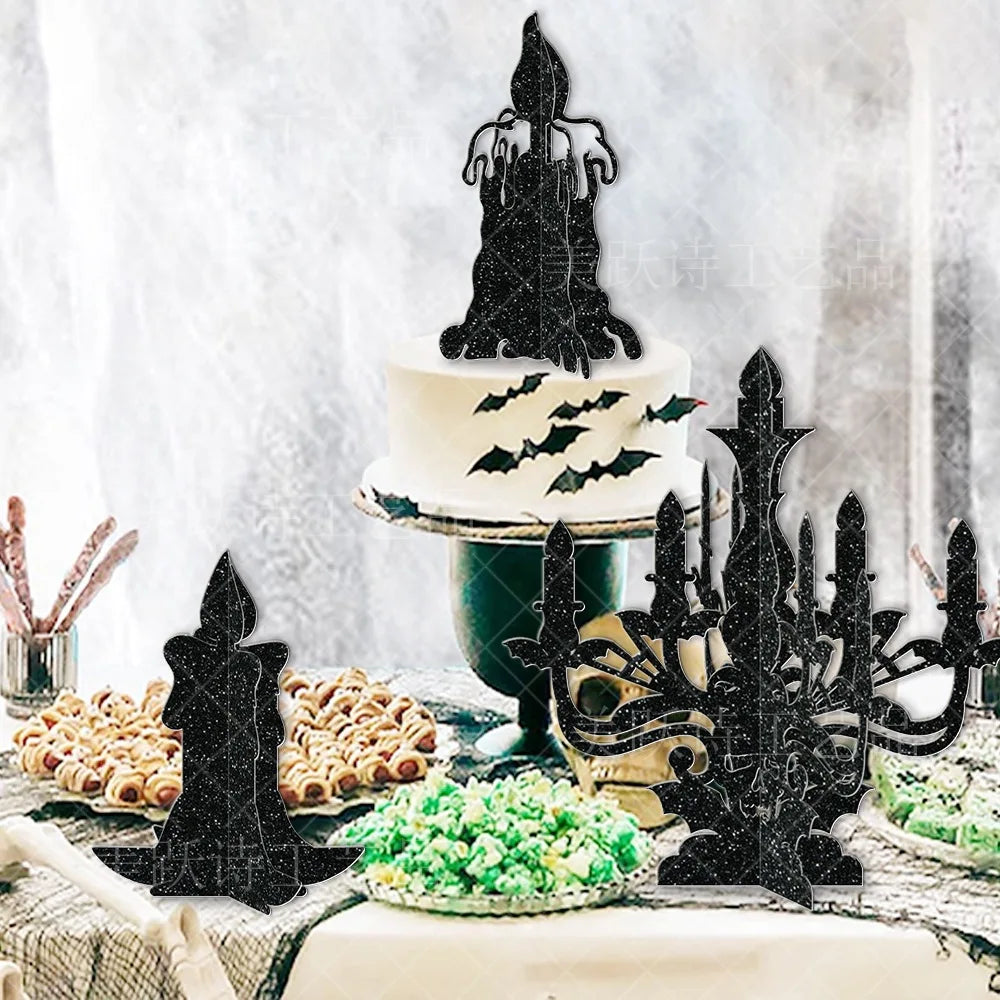 Halloween Decoration 6pcs Candlestick Ornament Haunted House Dining Table Arrangement Festival Dercoration Happy Halloween Day