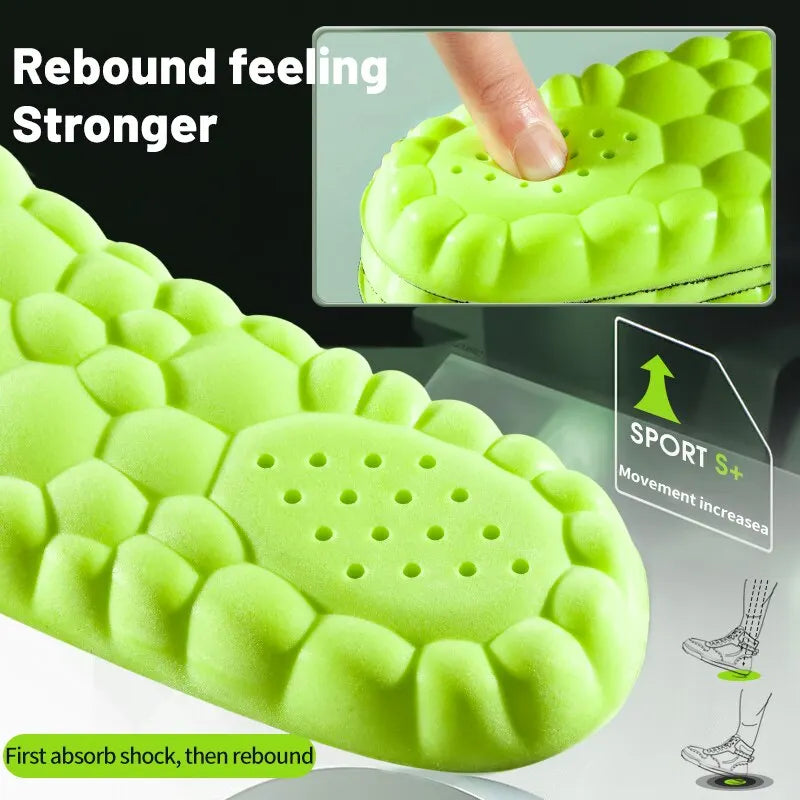 Sport Insoles for Shoes 4D Shock Absorption Deodorant Breathable Cushion Running Insoles for Feet Man Women
