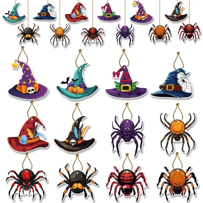 Halloween Theme Party Hanging Decor Pendants Cartoon Pumpkin Ghost Skull Bat Haunted House Pattern Hangings