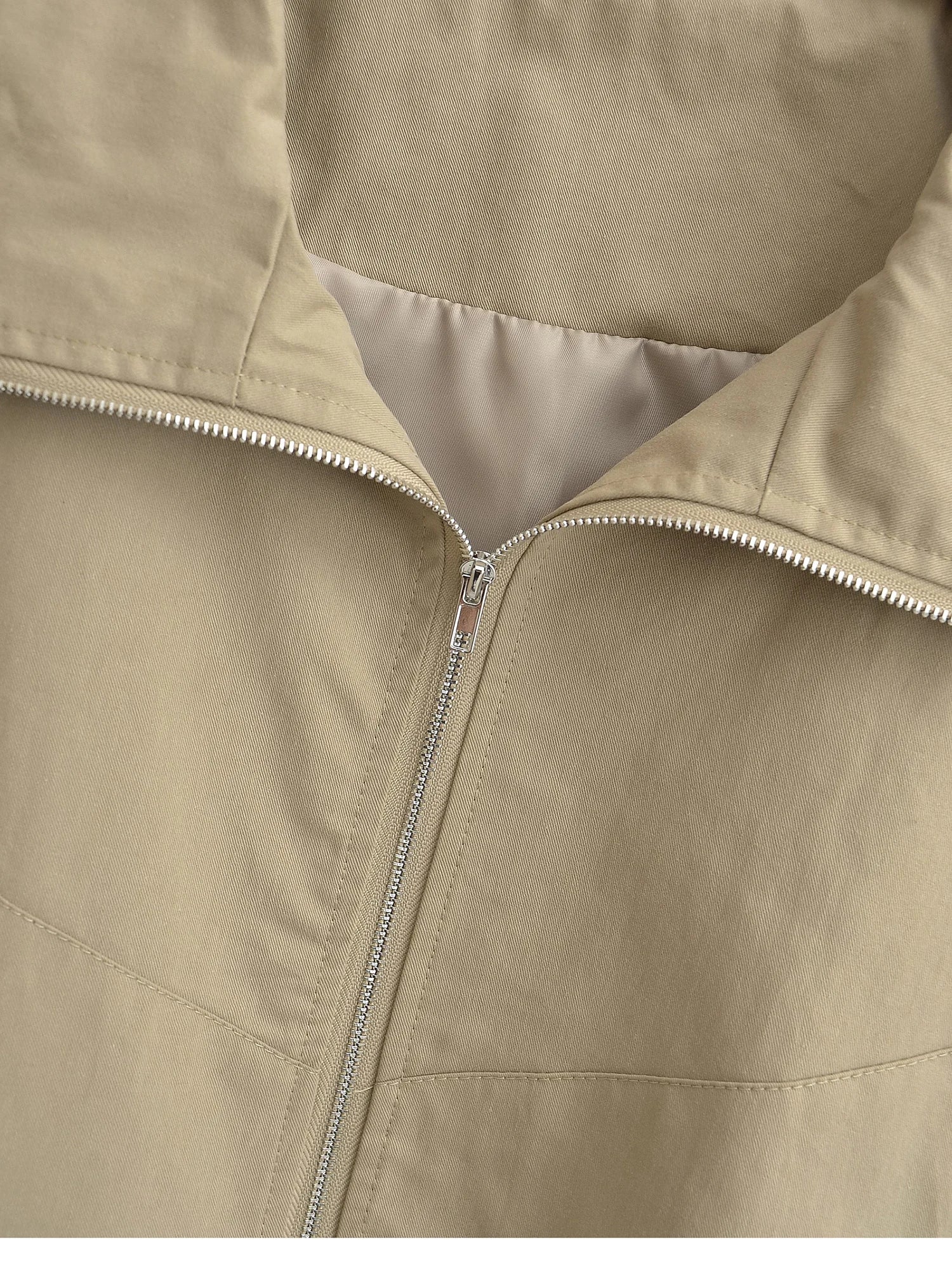 Women's Cropped Utility Jacket - Drop Shoulder Drawstring Hem Ribbed Cuffs Lightweight Cotton