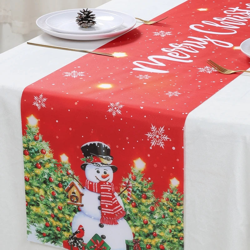 Christmas Table Runner Merry Christmas Decoration for Home Xmas Party Decor 2025 Navidad Notal Noel Ornament Happy New Year 2026