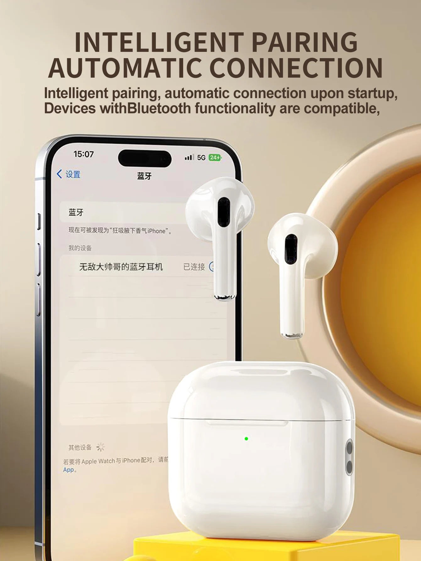 In-ear  wireless headphones, long battery life, two-ear touch noise reduction  wireless headphones, compatible with iphone