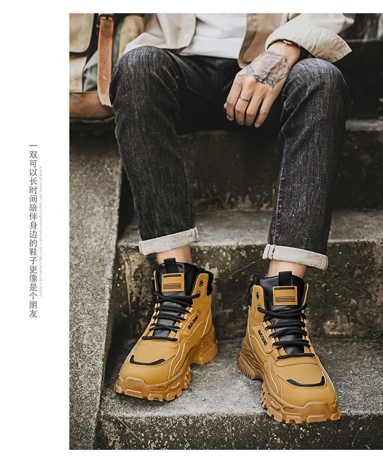 New fashionable and versatile work shoes, men's trendy and versatile thick-soled anti-slip casual boots