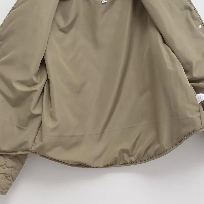 Women Heart Padded Jackets Autumn Winter Long Sleeve Round Neck Coats Solid Color Outerwear Female Warm Parkas Chic Streetwear