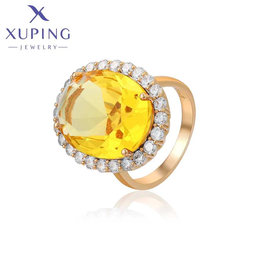 Xuping Jewelry Store Charm Jewellery Copper Alloy Big Stone Women Ring with Gold Color for Party Gift X000440174