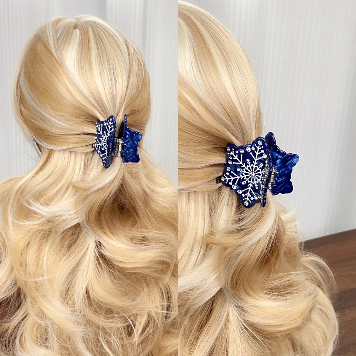 2025 NEW Winter Christmas Series Hair Claw Acetate Claw Clips Rhinestone Snowflake Hair Clips Hair Accessories for Women Girls